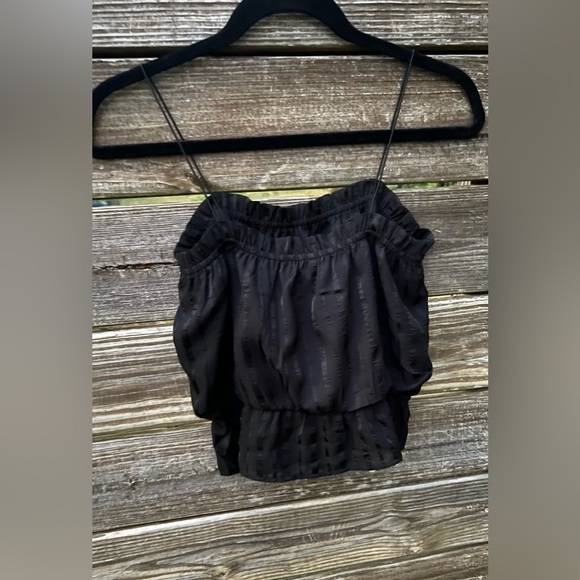 NWT Lulu's Black Peplum Spaghetti Strap Satin Ruffle Camisole Whimsical Boho Med - Picture 4 of 10